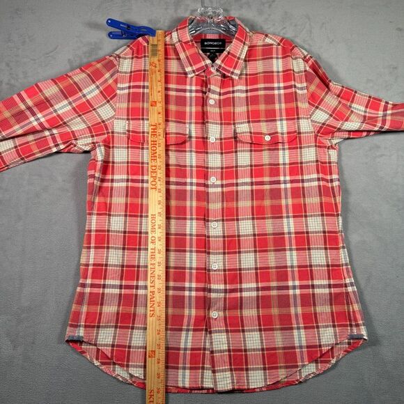 Bonobos Mens Button Up Shirt L Red Yellow Plaid Slim Fit Long Sleeve Western NEW - Picture 4 of 10